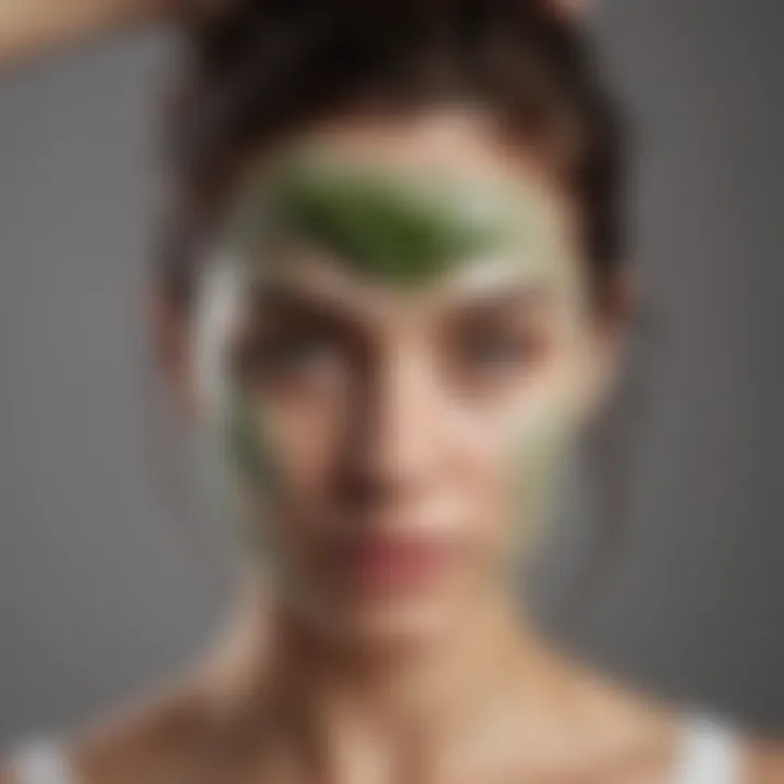 Woman applying rosemary infused hair mask