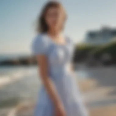 Seersucker dress in a seaside backdrop