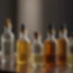 Variety of carrier oils in glass bottles