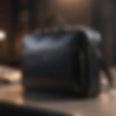 Modern Metallic Laptop Carrier Sleek black laptop bag with metallic accents