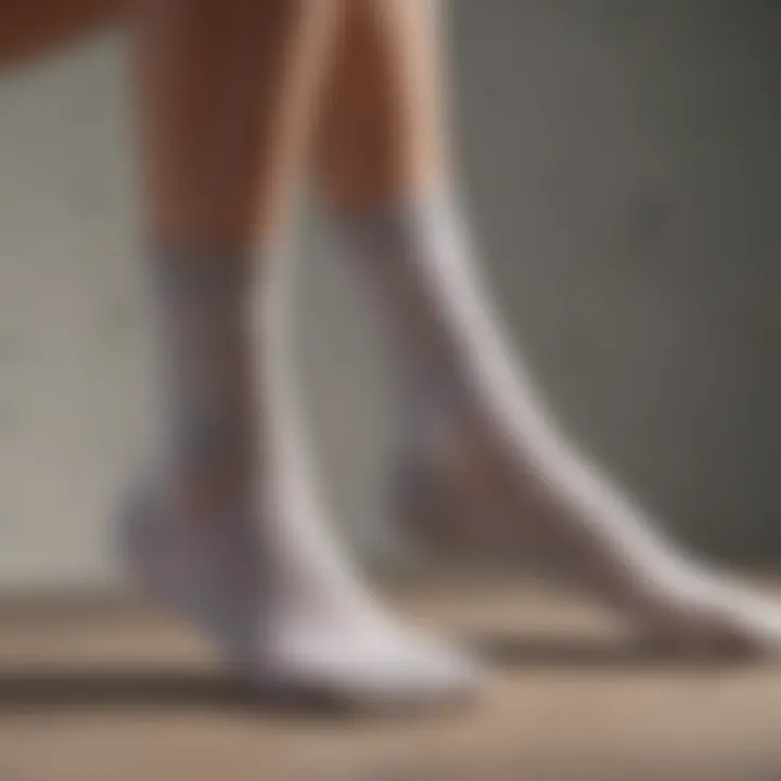 Close-up of specialized socks designed for heel support