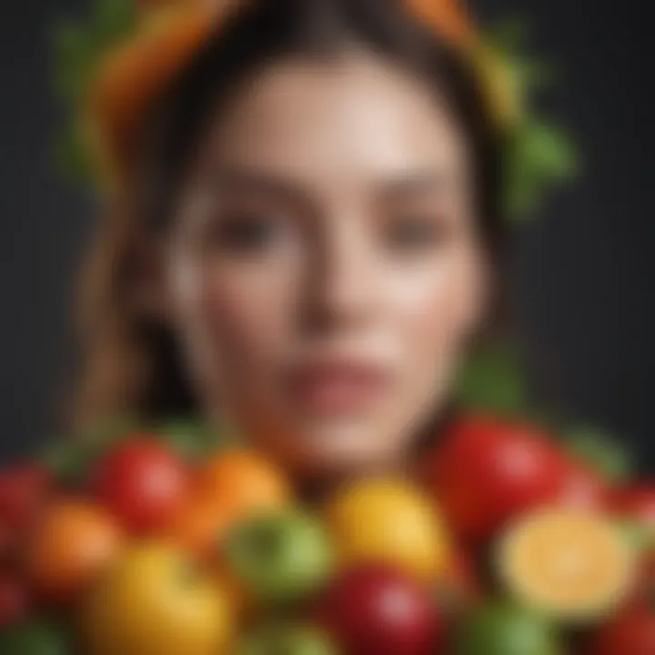 Fresh fruits and vegetables arranged in a colorful display