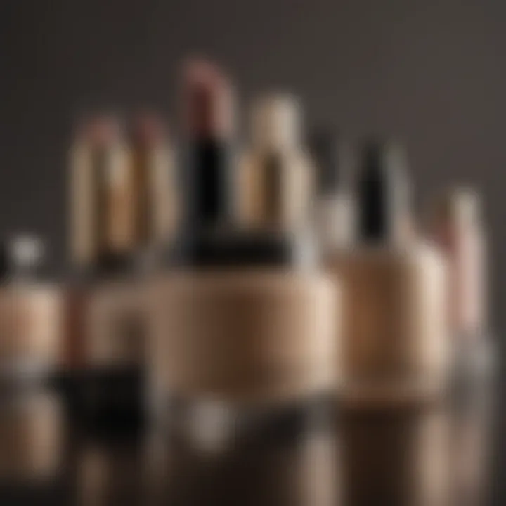 Variety of foundation and concealer products on a vanity