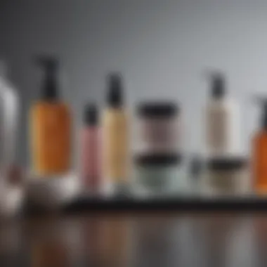 A visually appealing arrangement of various skincare products