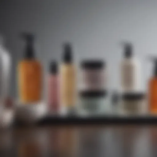 A visually appealing arrangement of various skincare products