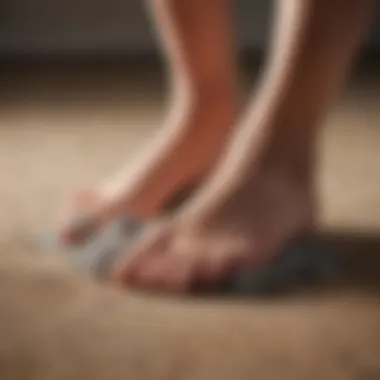 Detailed view of foot exfoliation with a pumice stone