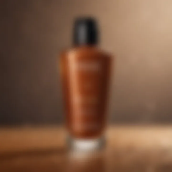 A sleek bottle of liquid bronzer showcasing its rich texture