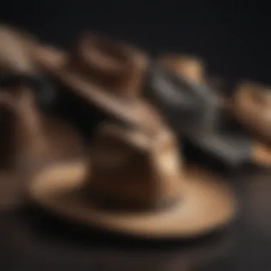 Showcase of finished cowboy hats in various styles