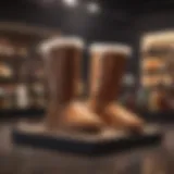 A creative display of UGGs collaborating with high-end fashion brands.