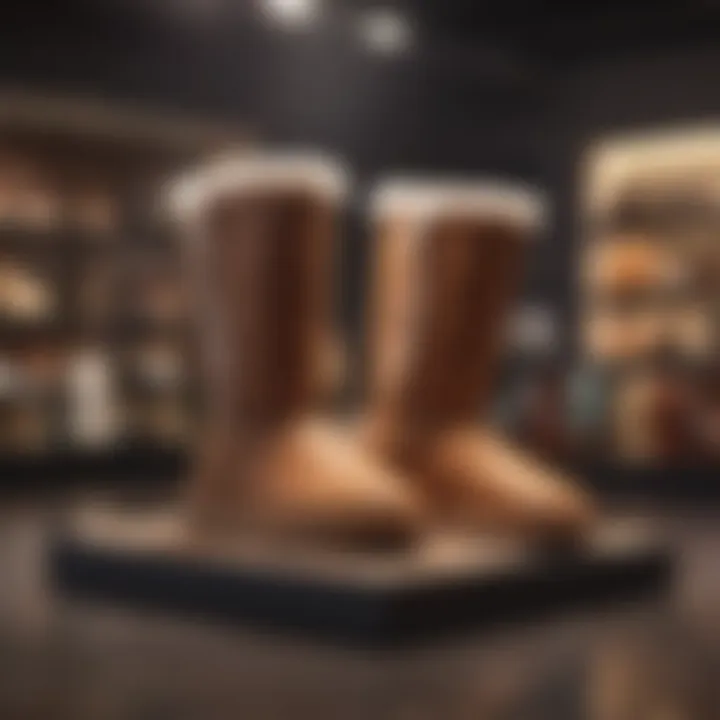 A creative display of UGGs collaborating with high-end fashion brands.