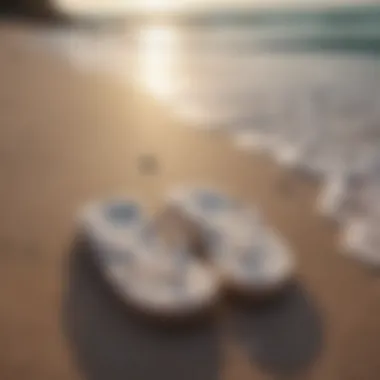 Thick foam flip flops in serene beach setting