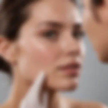 A dermatologist examining a patient's skin condition