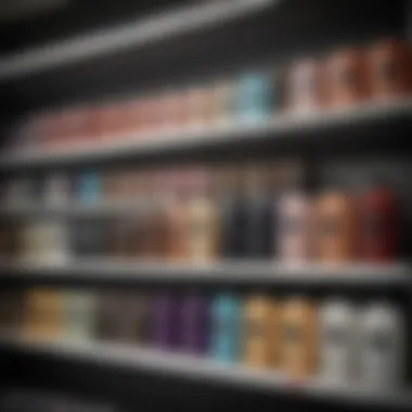 A variety of TRESemmé shampoo products lined up on a shelf in Walmart