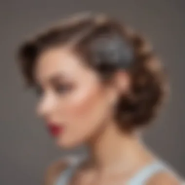 Close-up of intricate pin curls secured with vintage clips