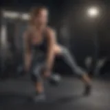 Athletic woman performing lunges with dumbbells