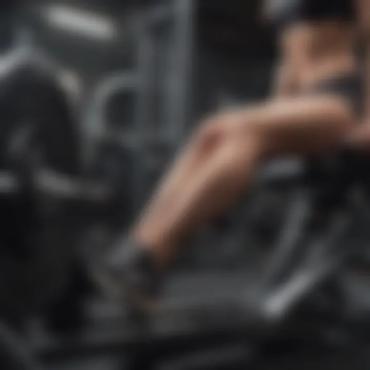 Determined athlete performing leg press at the gym