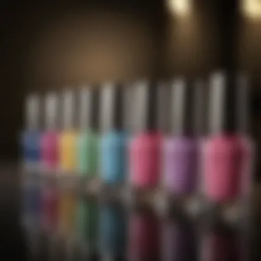 Elegant nail polish bottles in a row