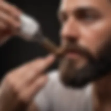 An individual applying conditioner to a beard, demonstrating effective techniques