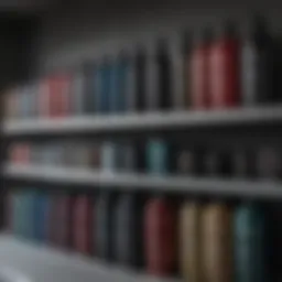 A selection of various hair coloring shampoos on display