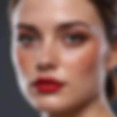 Close-up view of red patches on cheeks highlighting skin texture.