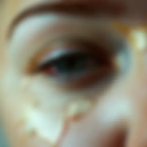 Close-up of delicate skin under the eyes showcasing a peeling texture