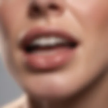 Close-up view of the corner of a person's mouth showing soreness