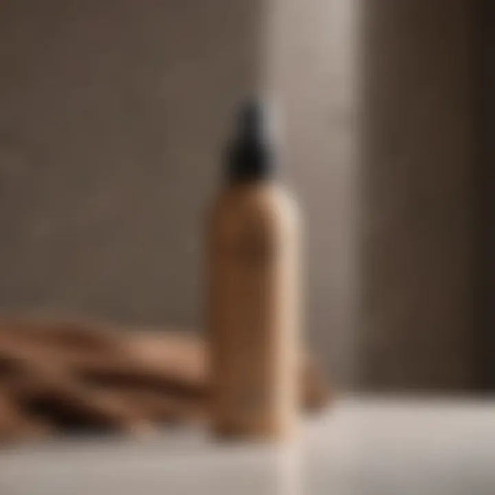 A bottle of suede stretch spray positioned elegantly on a display