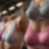 A close-up view showcasing the various types of running bras available.