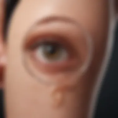 Skin Irritation Close-up Illustration of a magnifying glass focusing on irritated skin on a leg
