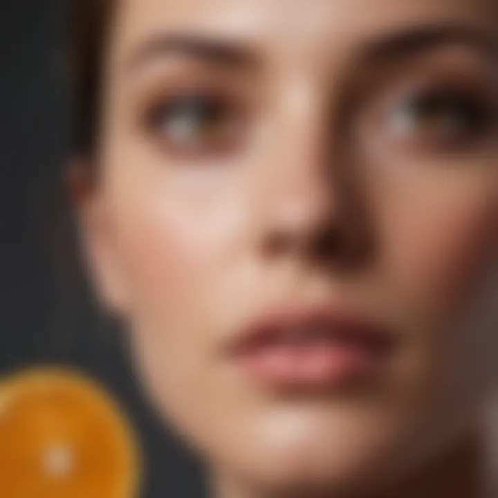 Close-up of vitamin C serum dropper