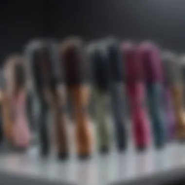 A collection of various ion hair styling tools on display