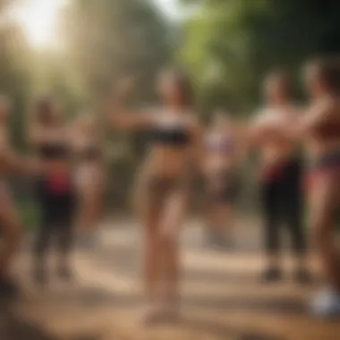 A group of enthusiasts enjoying a weighted hula hoop workout outdoors