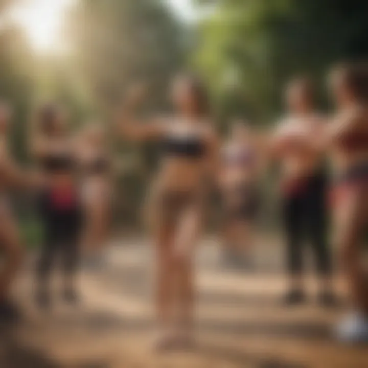 A group of enthusiasts enjoying a weighted hula hoop workout outdoors