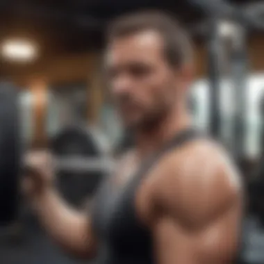 Mature man lifting weights in a gym