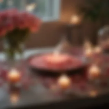 Calming Wellness Space Featuring Rose Water A calming wellness setup with whole foods rose water, candles, and crystals.