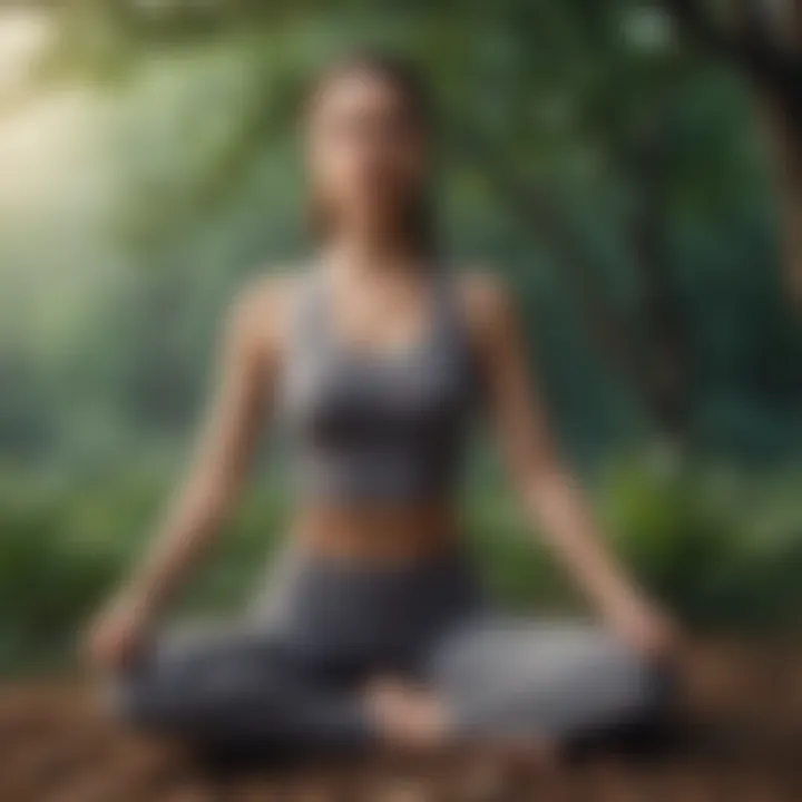 Woman practicing yoga in a serene natural setting