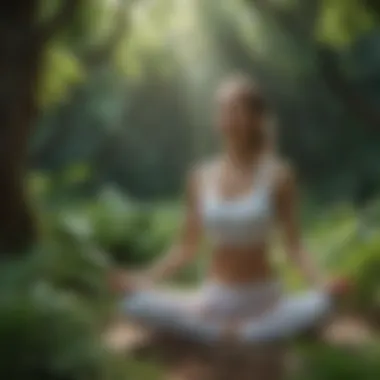 Yoga pose amidst lush greenery